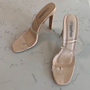 boohoo clear and nude mules🦋👡